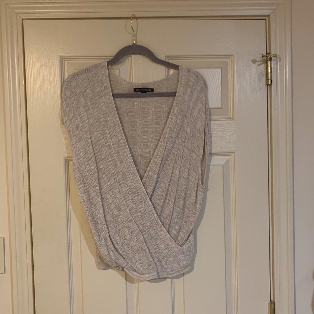 Boston Proper Tan Criss Cross Sleeveless Sweater Sz S
